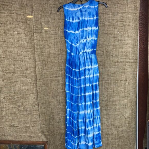 Relativity tie dye blue white maxi dress hi lo hem - Picture 5 of 7